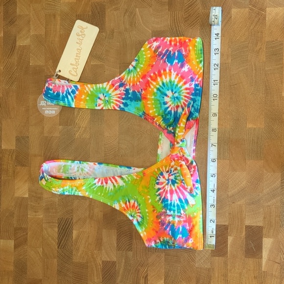 5/$25 NWTszLCabana Del Sol tie dye rainbow 2 piece bikini swimsuit vacation - Picture 2 of 6